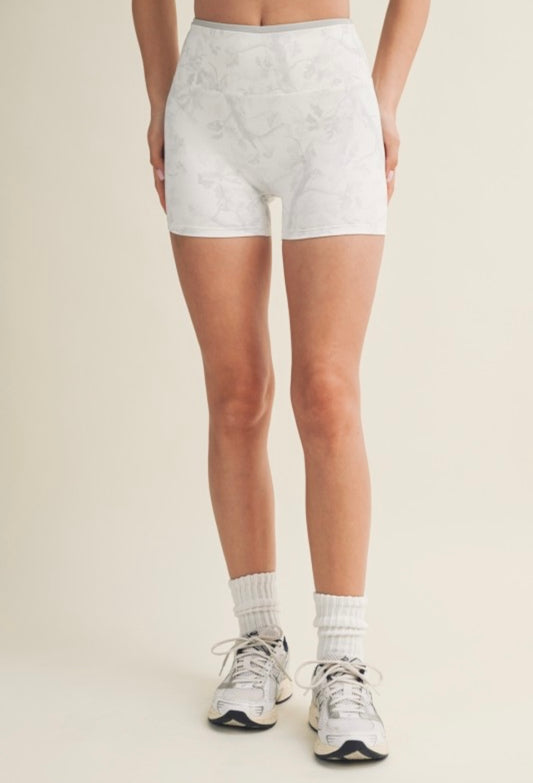 Camo layered biker shorts
