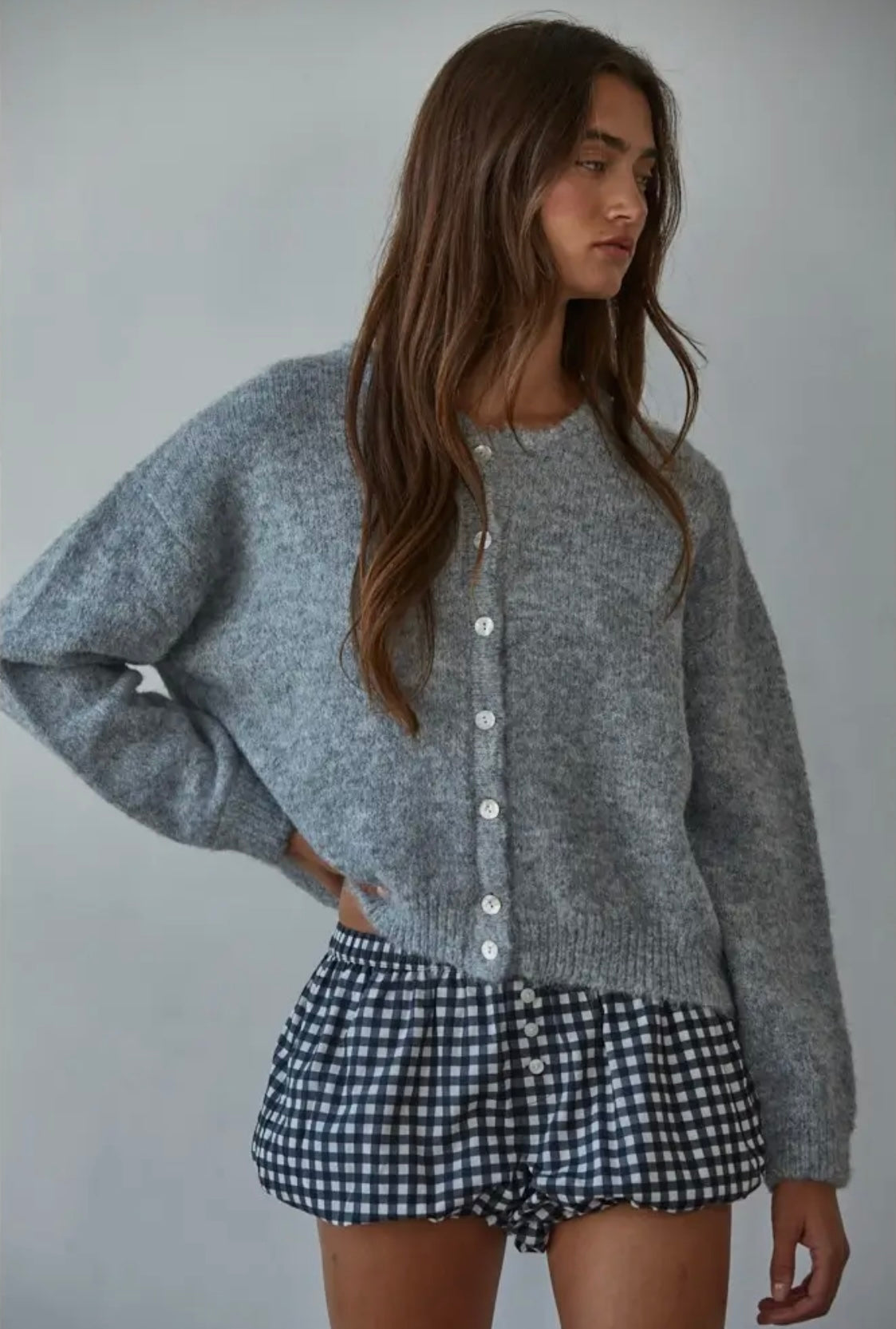 Grey button down sweater