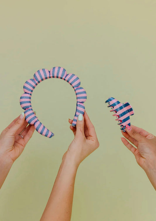 GRWM pink & blue stripe